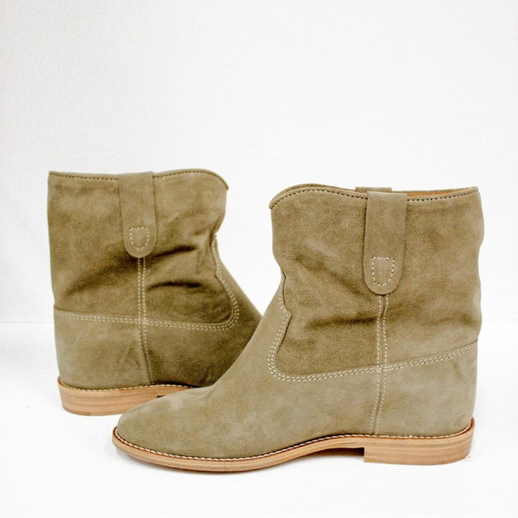 Isabel Marant Etoile Crisi Suede Ankle Boots Taupe Western Women's Size 37 - Picture 8 of 13
